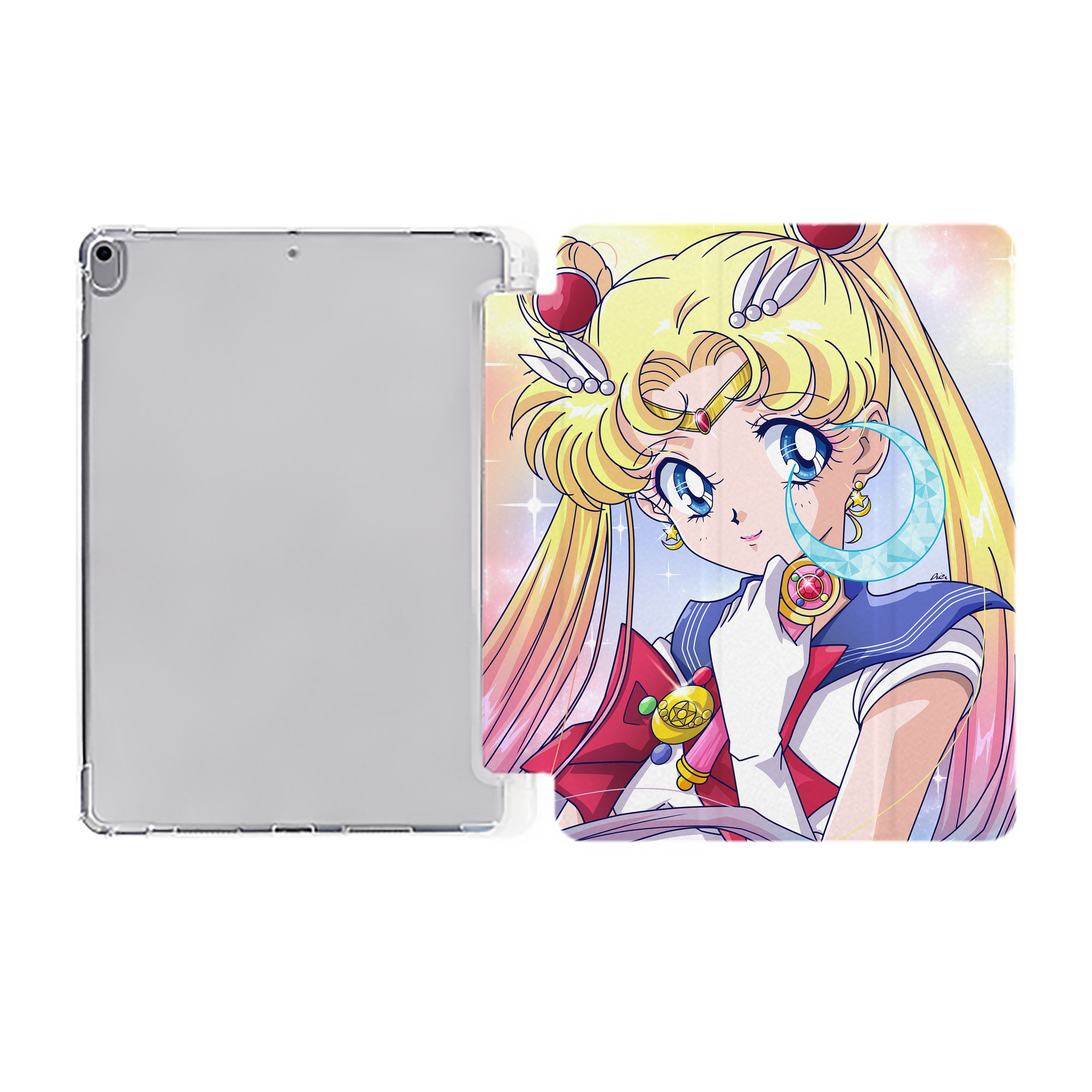 （画像用） 美少女戦士セーラームーン Sailor Moon IPad ケース ペン収納付き 三つ折りスタンド PUレザー×シリコン 対応機種9.5/10.5/10.9インチ